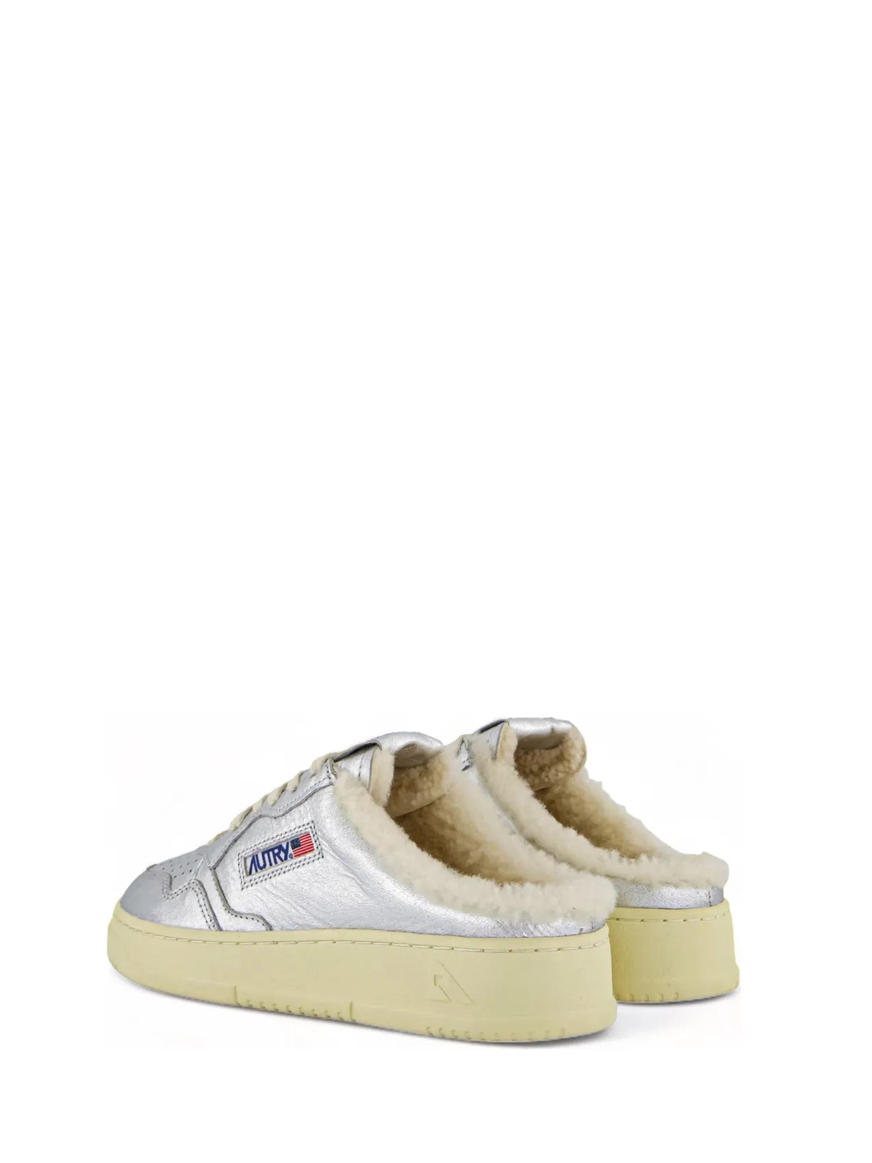 Medalist Mule Low Shearling, silver