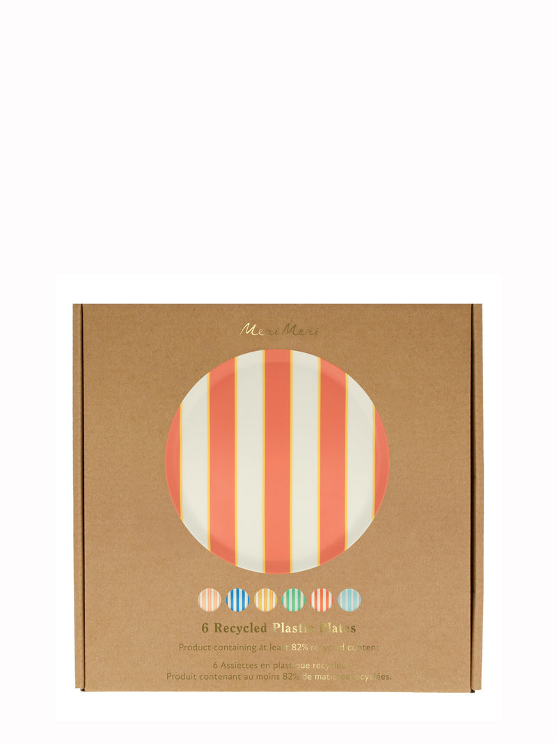 Stripe mix reusable dinner plates, set of 6