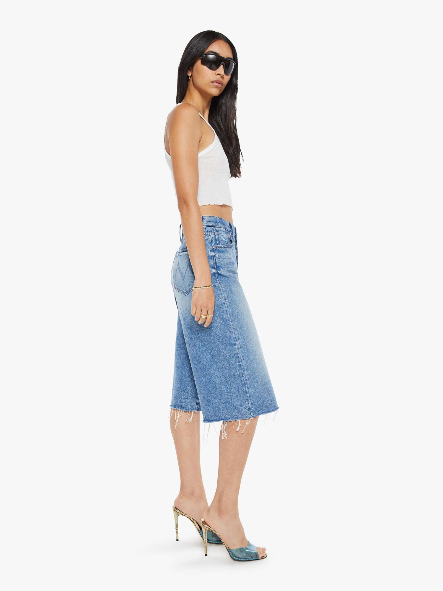 Whole lot fray denim shorts, 'wipeout' wash
