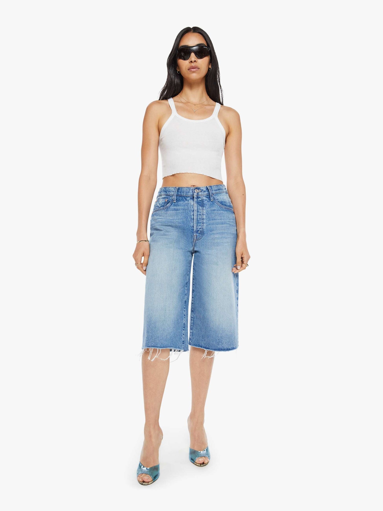 Whole lot fray denim shorts, 'wipeout' wash