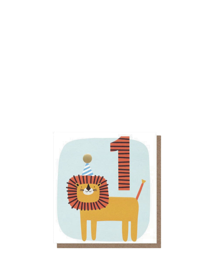 1st birthday party pals lion, birthday card