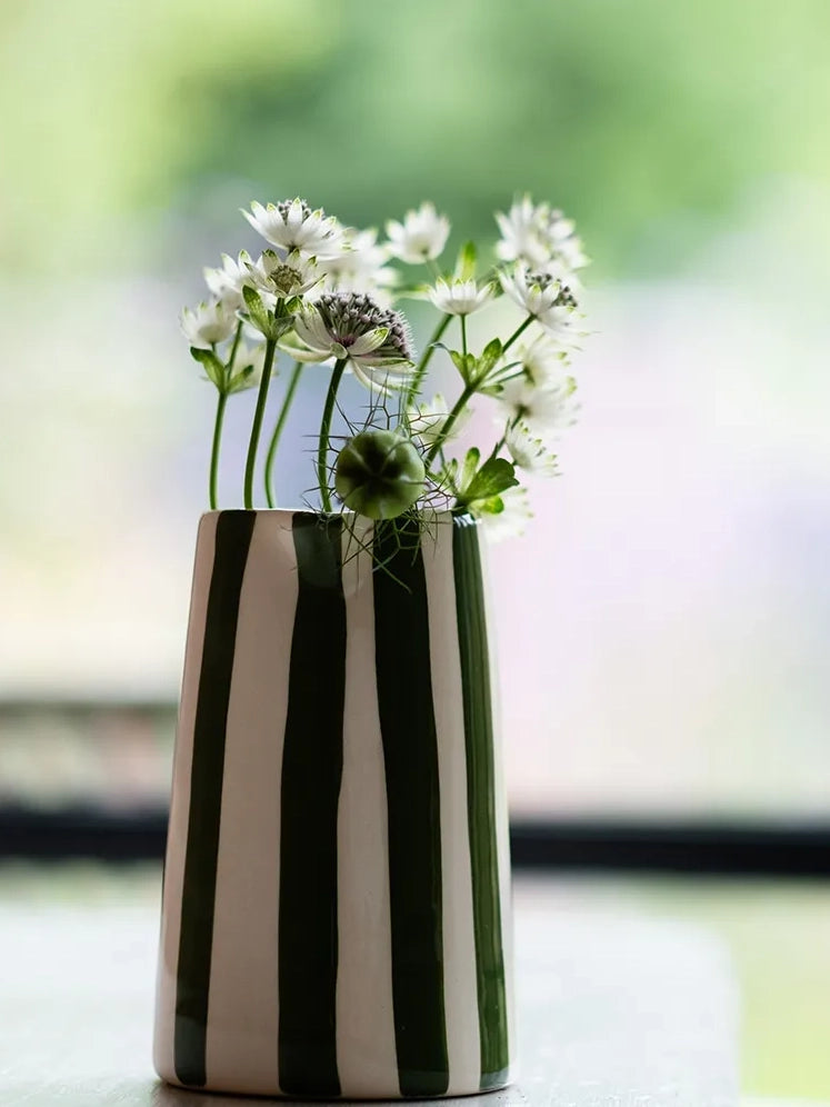 Candy stripe creamer, moss green