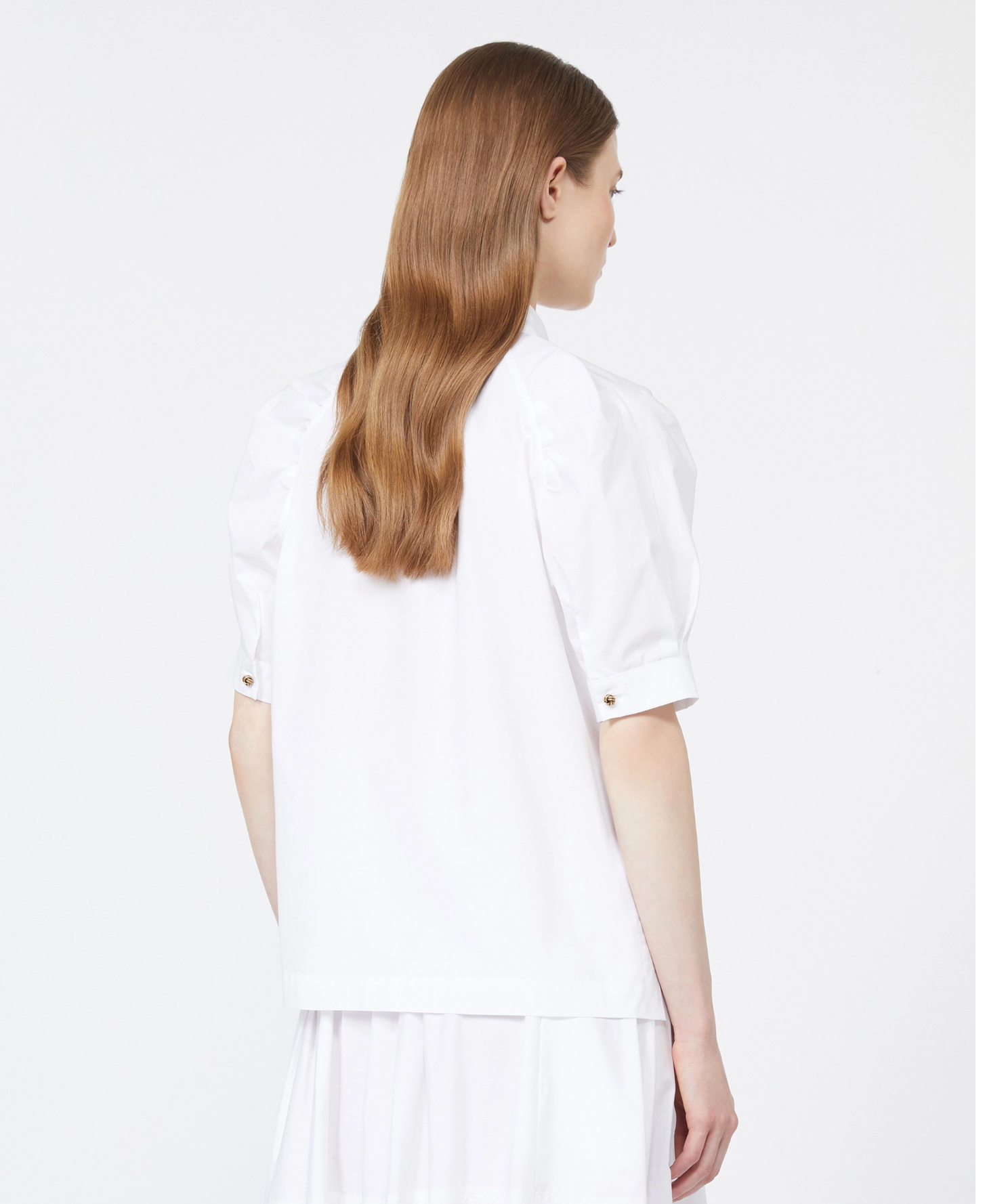 Amore puff sleeve cotton shirt, optical white