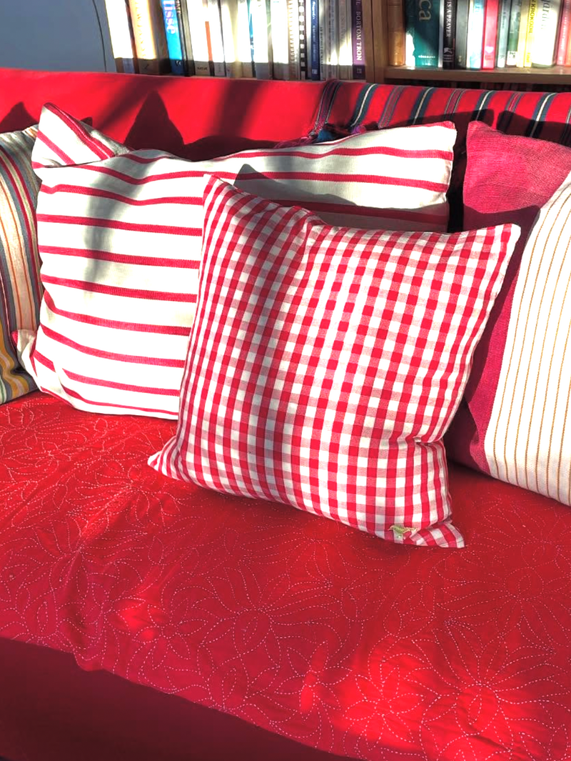 Maria cushion cover 40x40, red/offwhite gingham