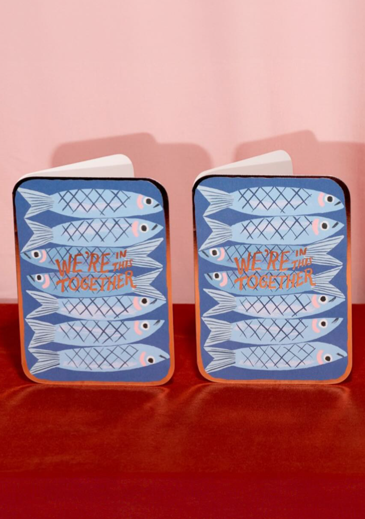 Sardines together in this, sympathy & encouragement card