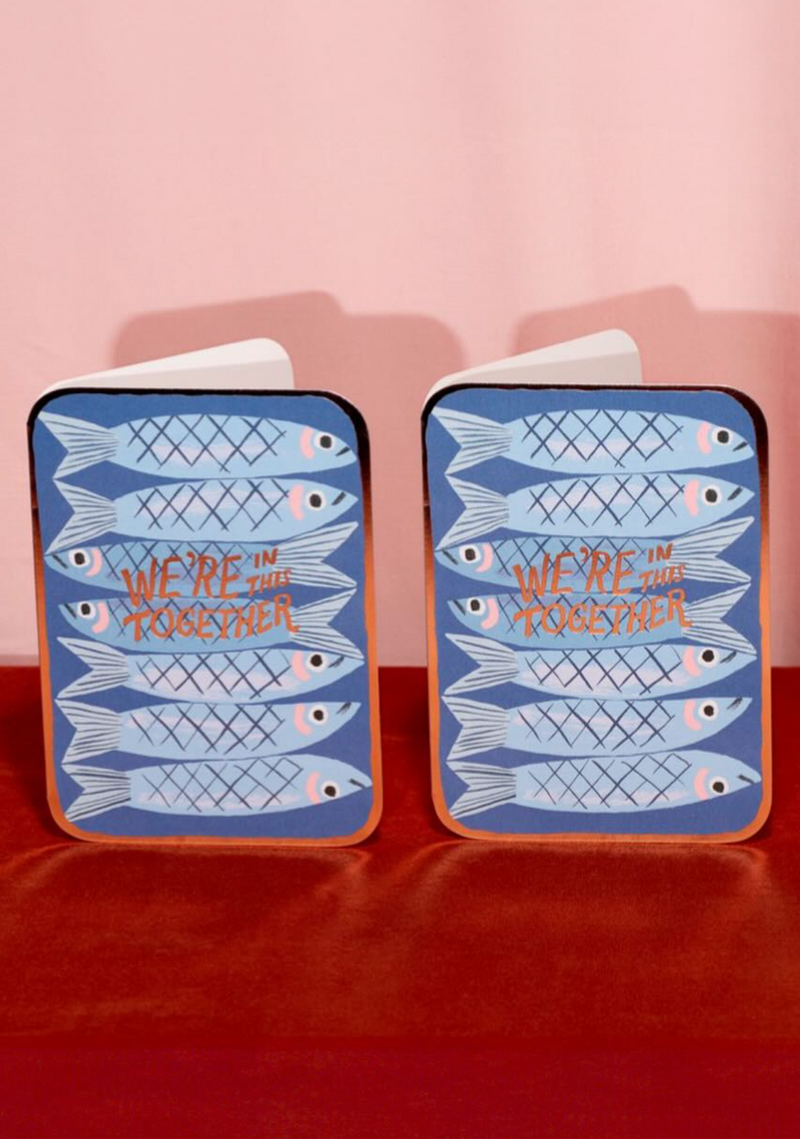 Sardines together in this, sympathy & encouragement card