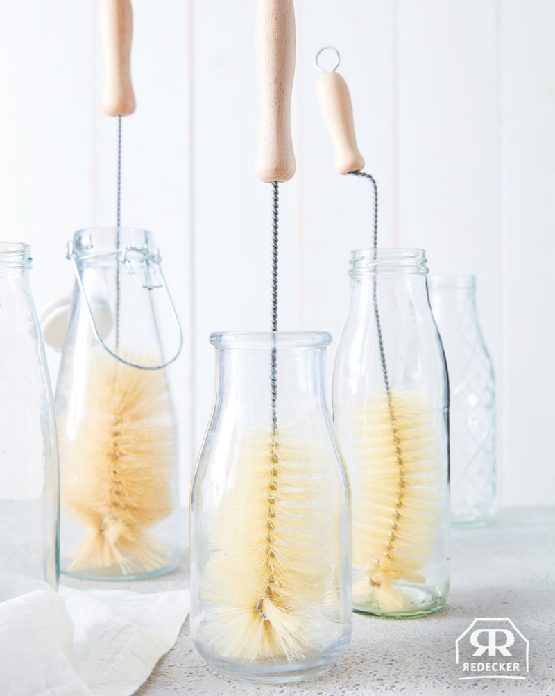 Bottle cleaning brush, metal wire with wooden T-handle (35cm)