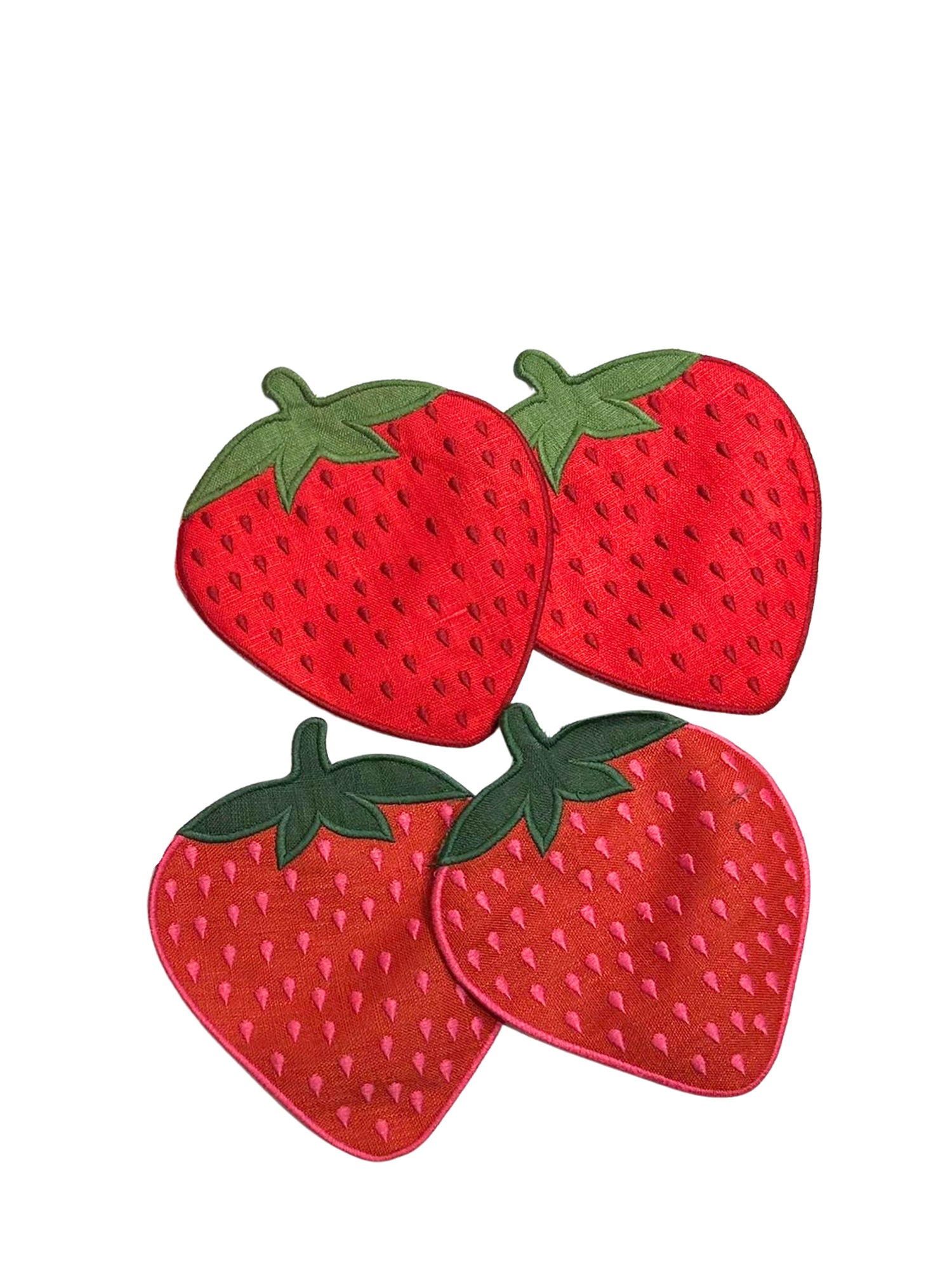 Strawberry cocktail napkins / coasters, set of 4