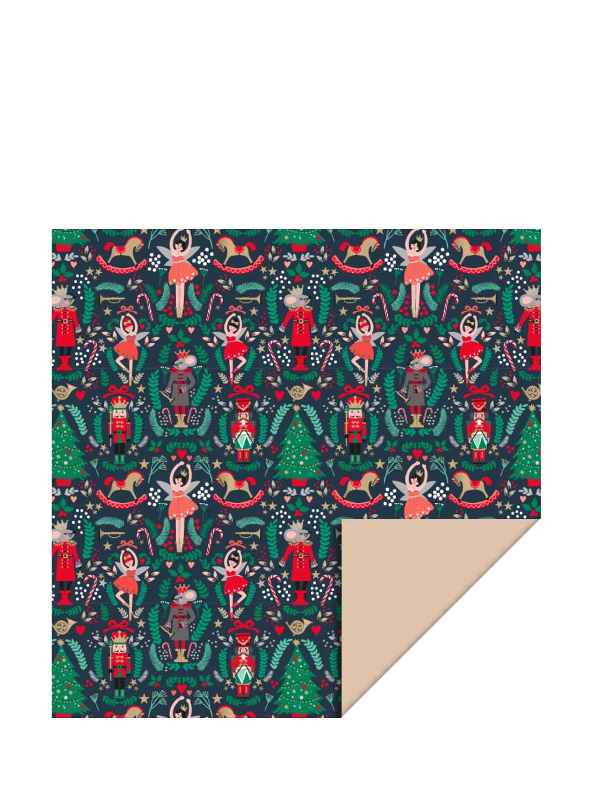 Nutcracker Christmas Gift Paper Roll, Nude (70 cm x 3 mtr)