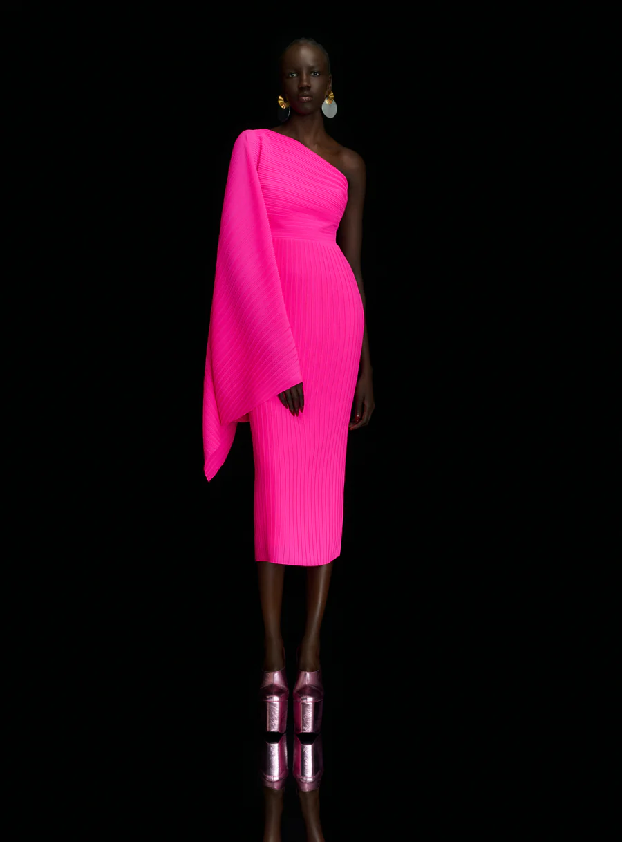 Lenna midi dress, hot pink