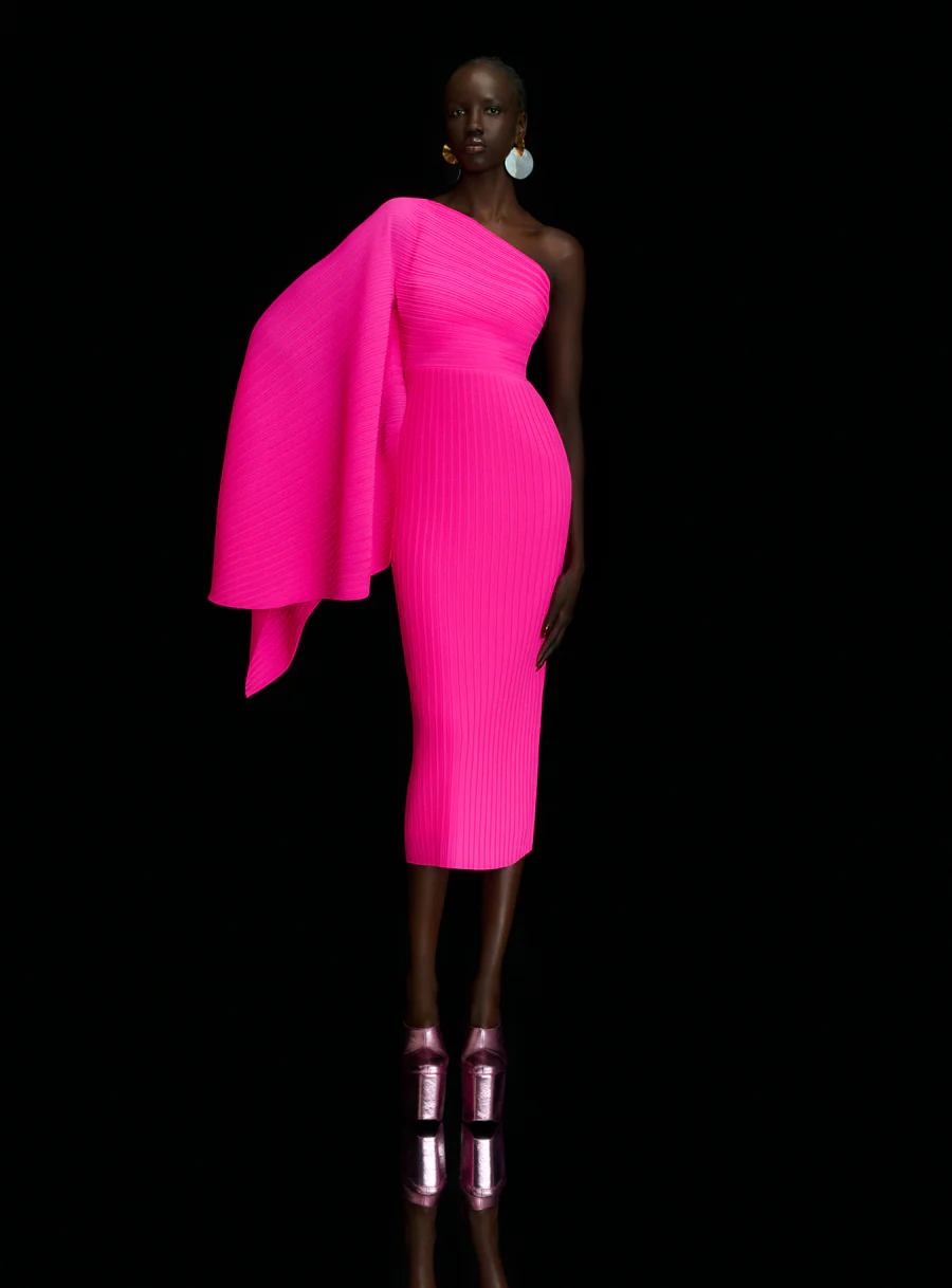 Lenna midi dress, hot pink