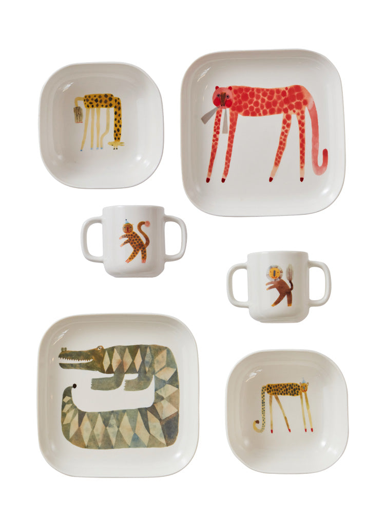 Children's tableware set Moira, Strawberry Cat or Crocodile Gustav