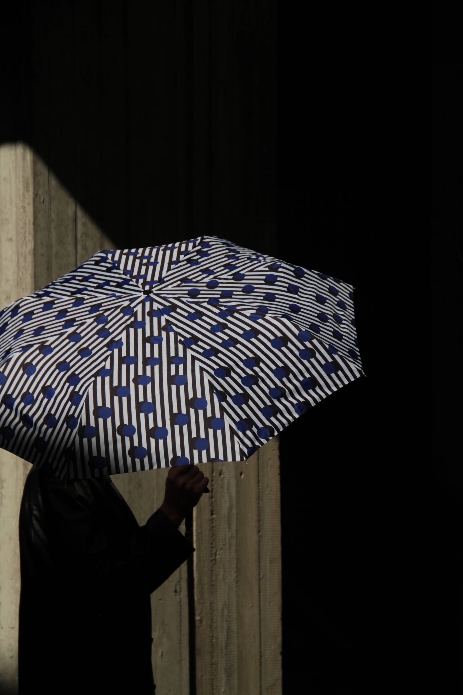 Duck Umbrella, Polkastripe (black/blue/white)