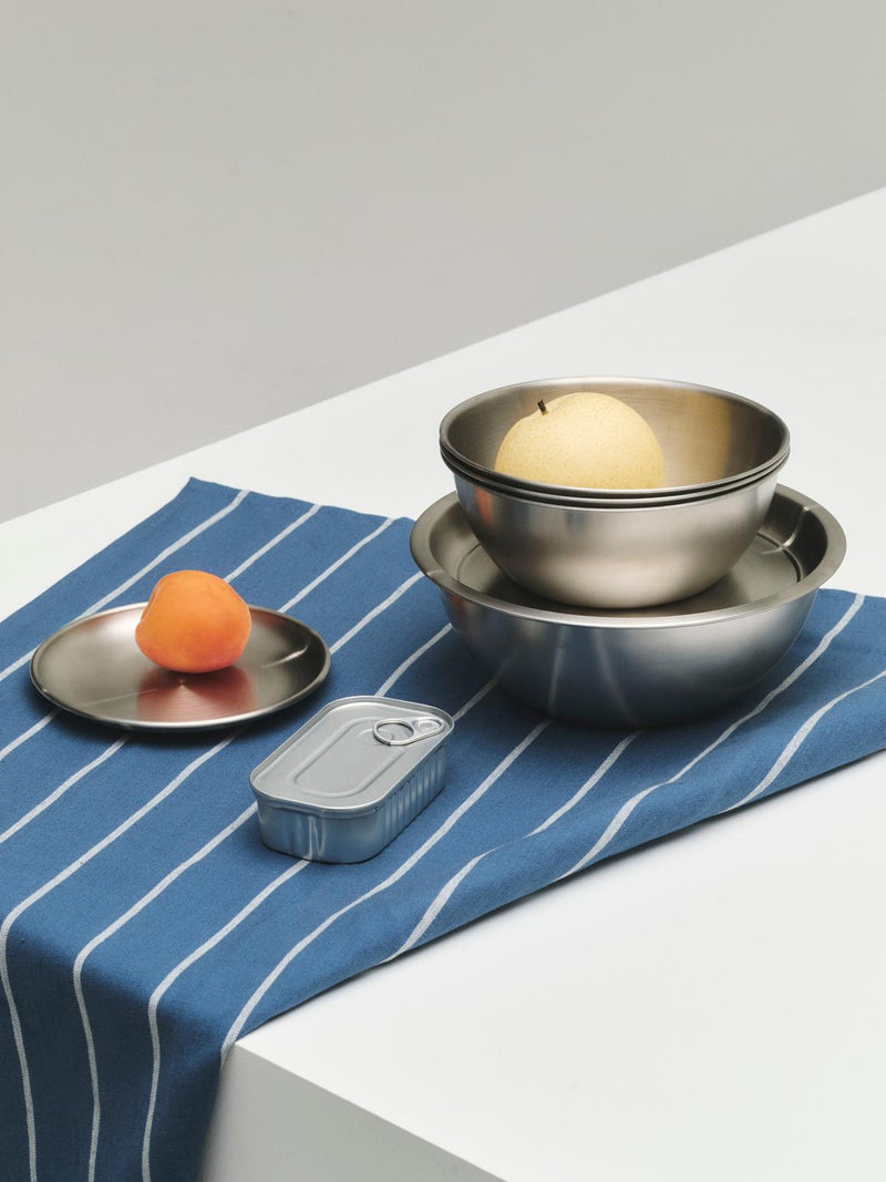 Outdoor Market striped tea towels, set of 2 (black/blue set)