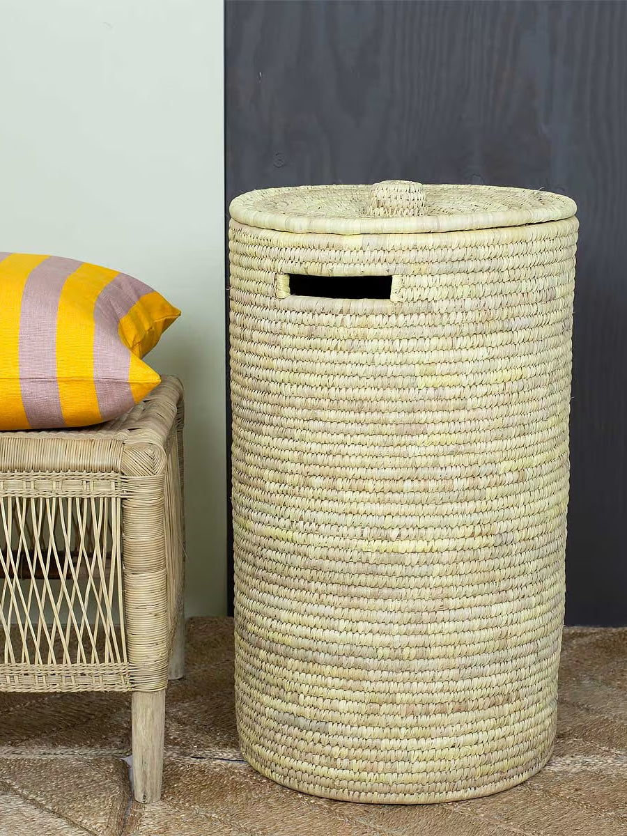 Big palm laundry basket (67cm), natural