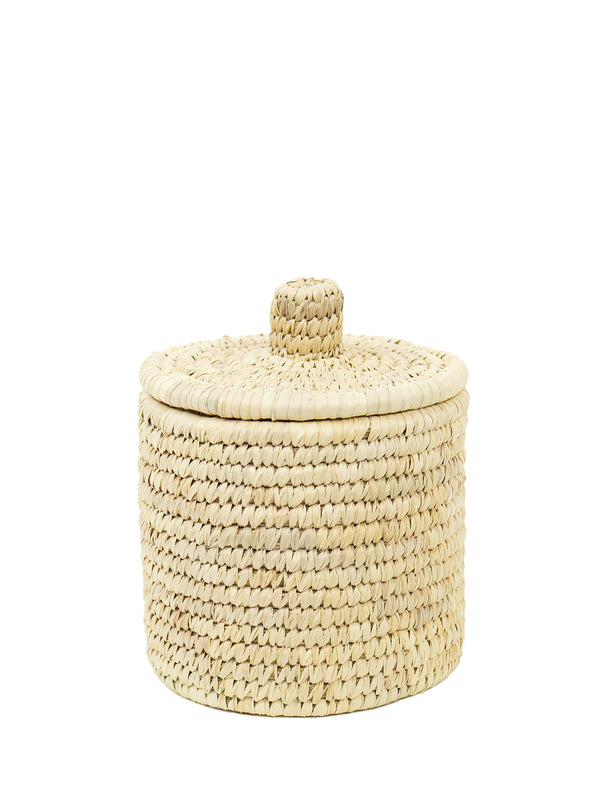 Palm unit basket w/ lid, natural (S)