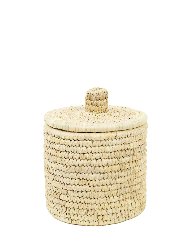 Palm unit basket w/ lid, natural (S)