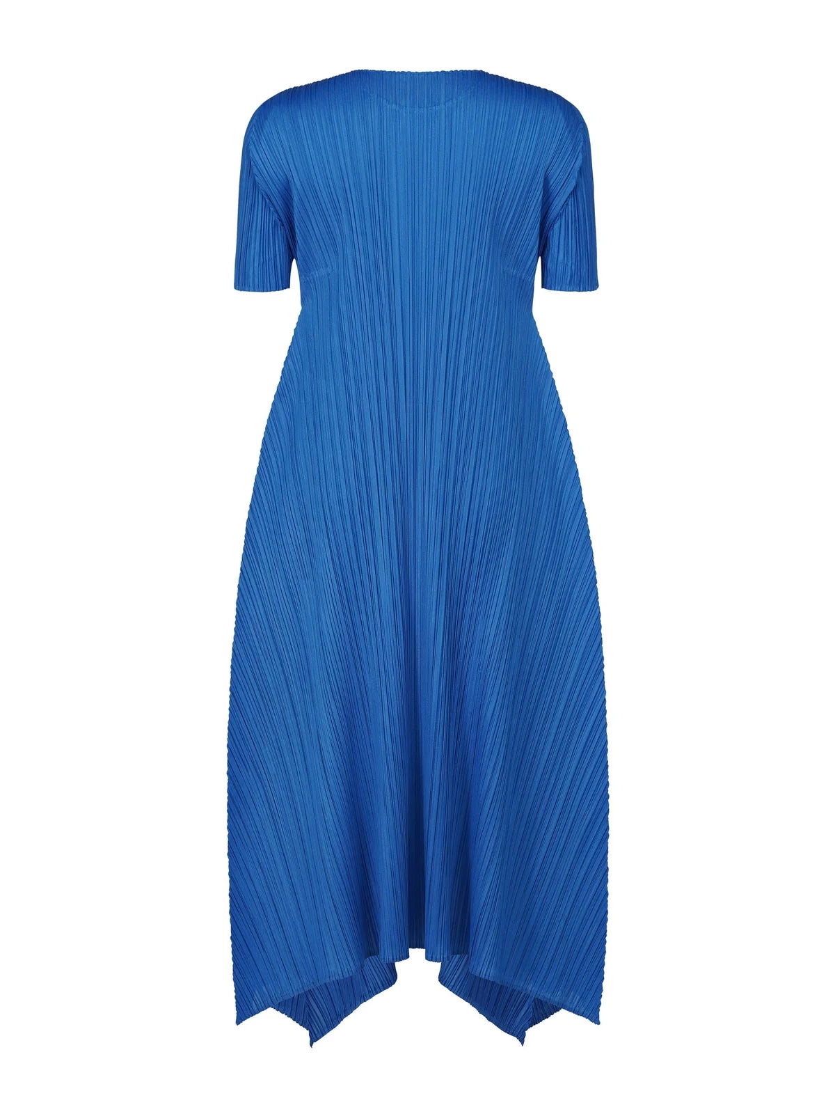 Pleated Short Sleeve Midi Dress, Bright Blue