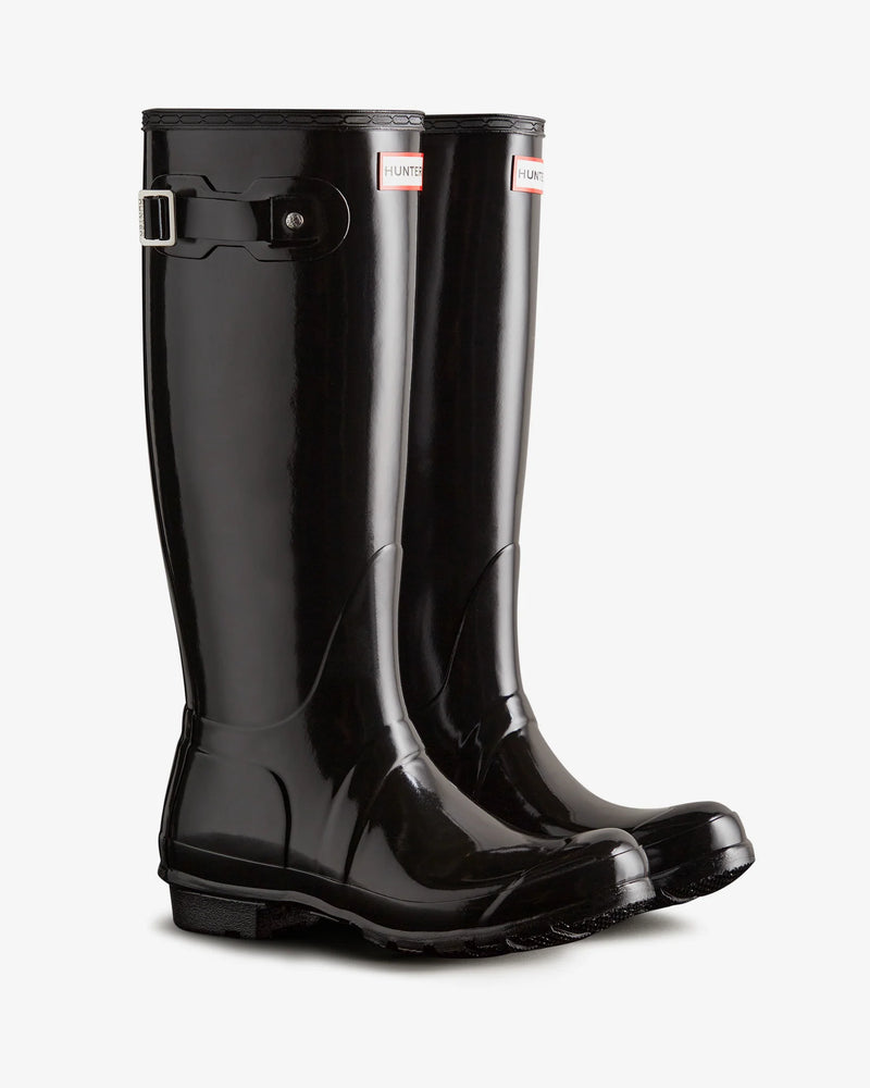 Women's original tall gloss rubber boot, black
