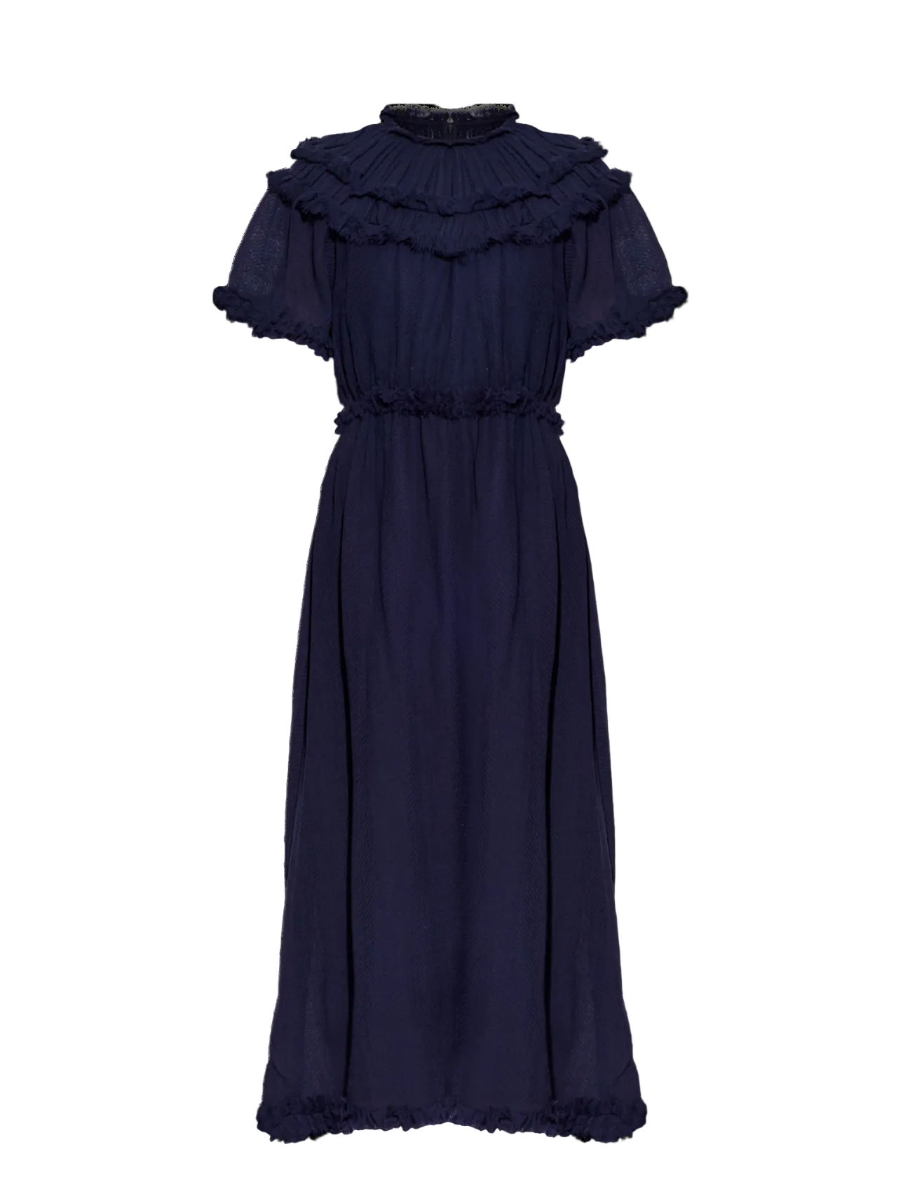 Ayan short sleeve wool midi dress, midnight blue