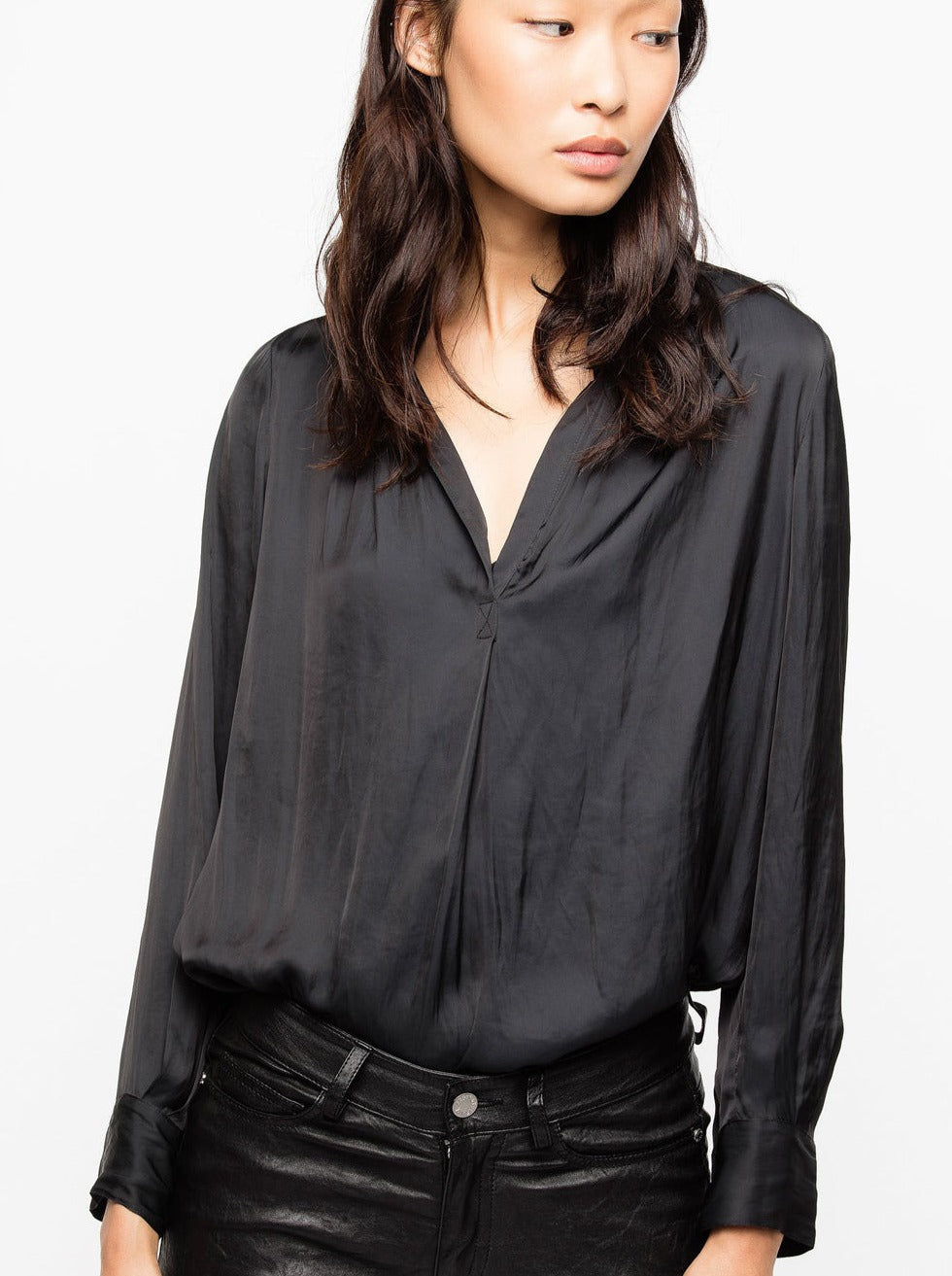 Tink satin blouse, black (permanent)