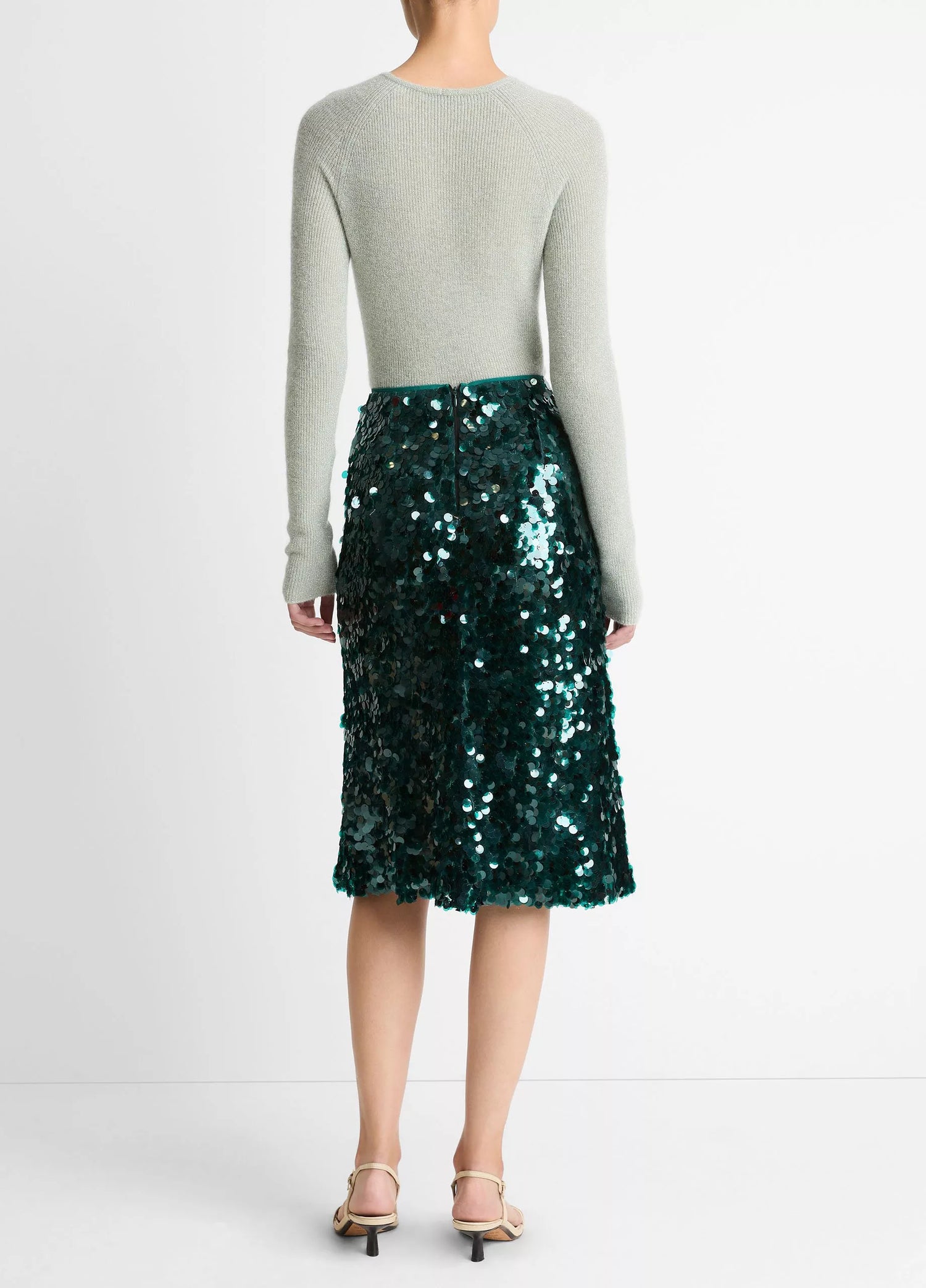Lucite paillettes skirt, green