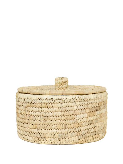 Palm unit basket w/ lid, natural (M)