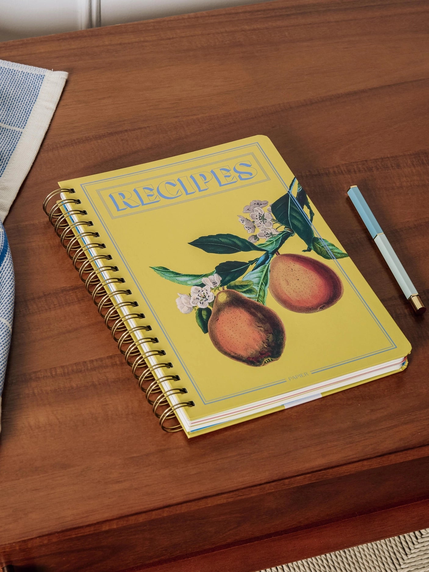 Hanging fruit spiral recipe journal, yellow