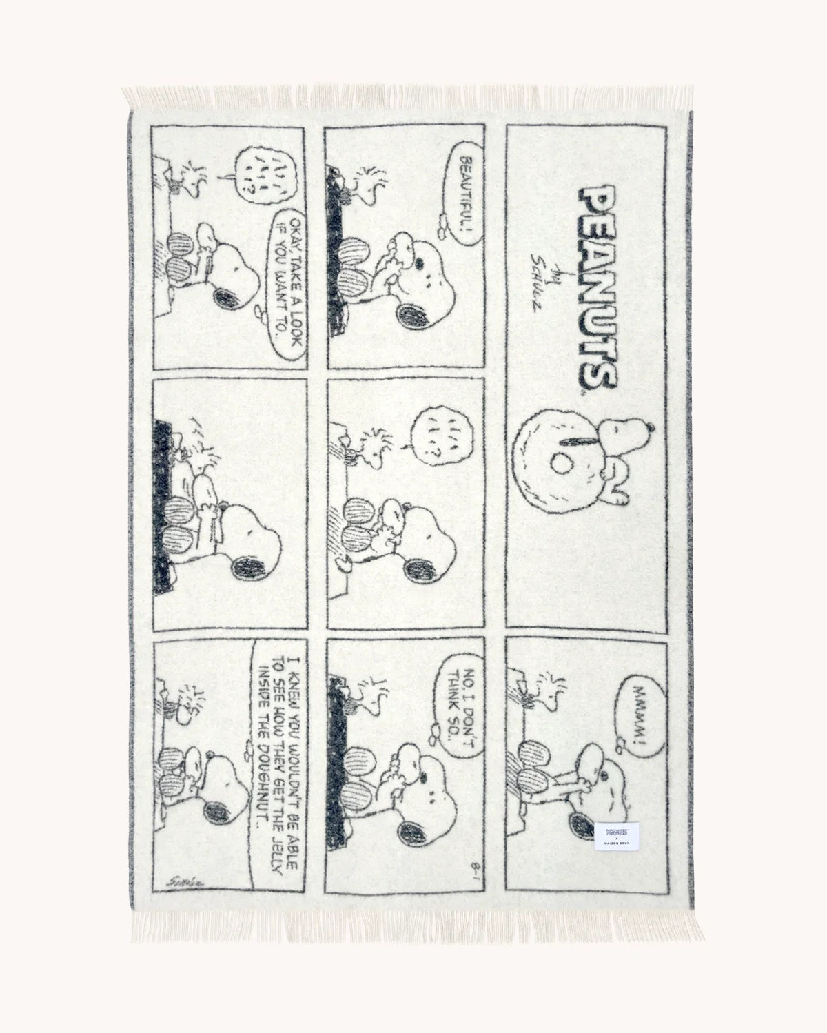 Peanuts Blanket Comic Doughnut, White-Black