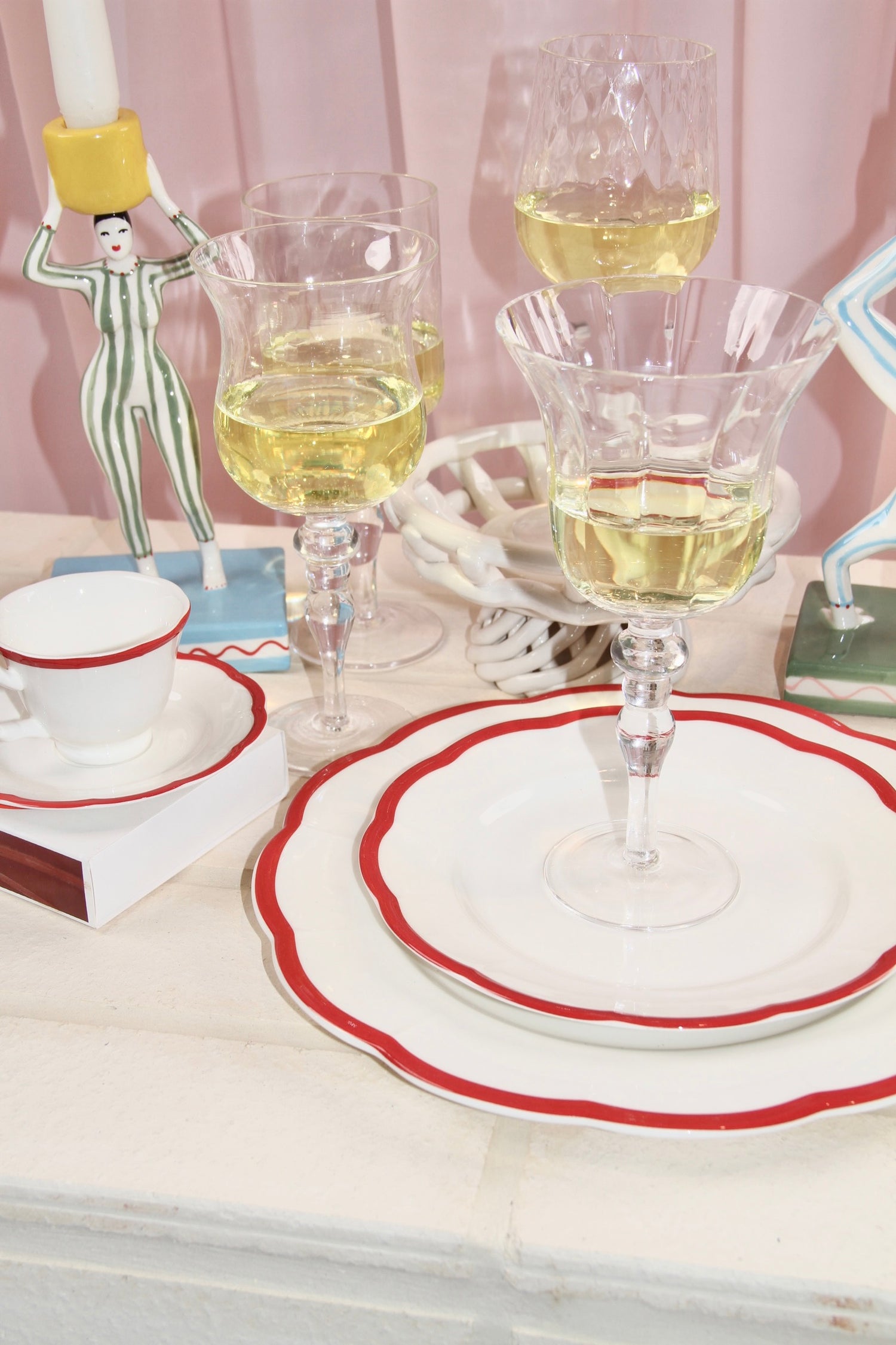 Red scalloped edge fruit plate