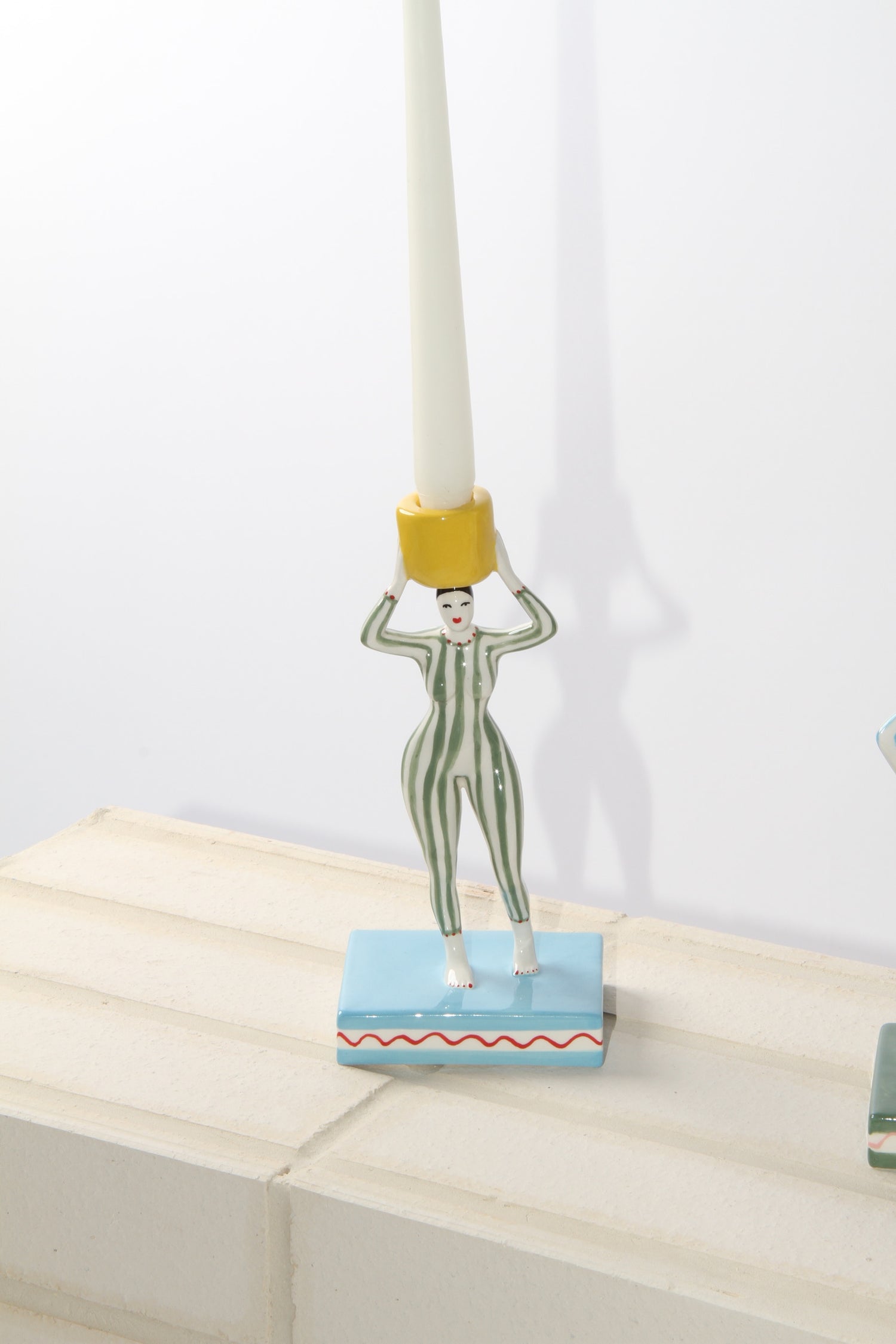 Bruna harlequin candleholder, yellow (23cm)