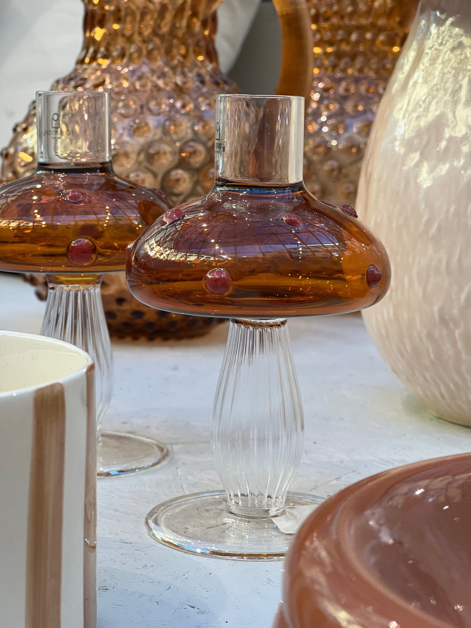 Big Amber Mushroom Candleholder, Alice Collection