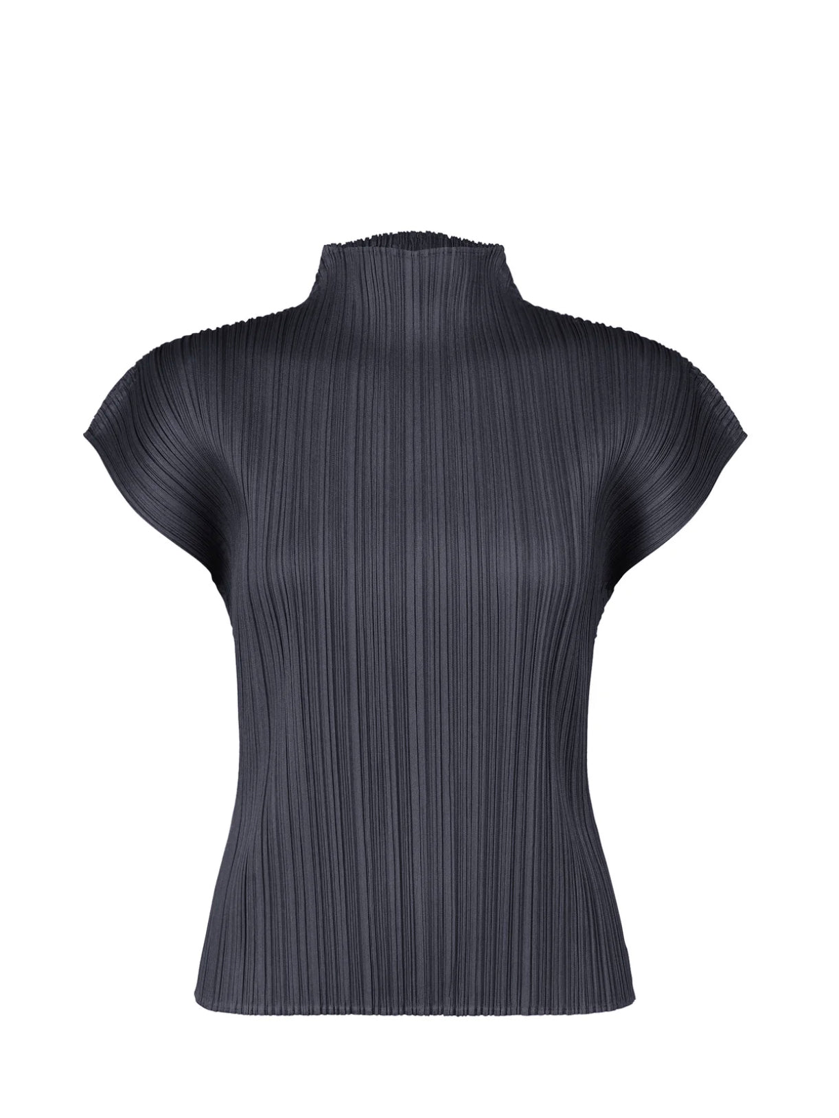 Capsleeved pleated top, dark navy