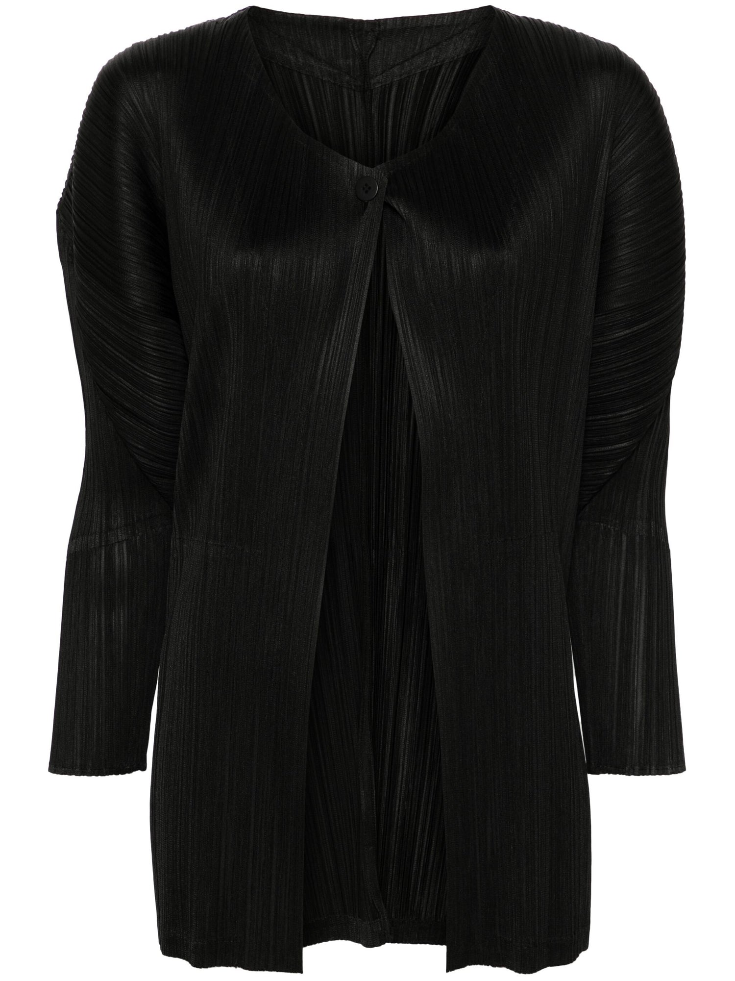 Pleated long sleeve Cardigan, Black