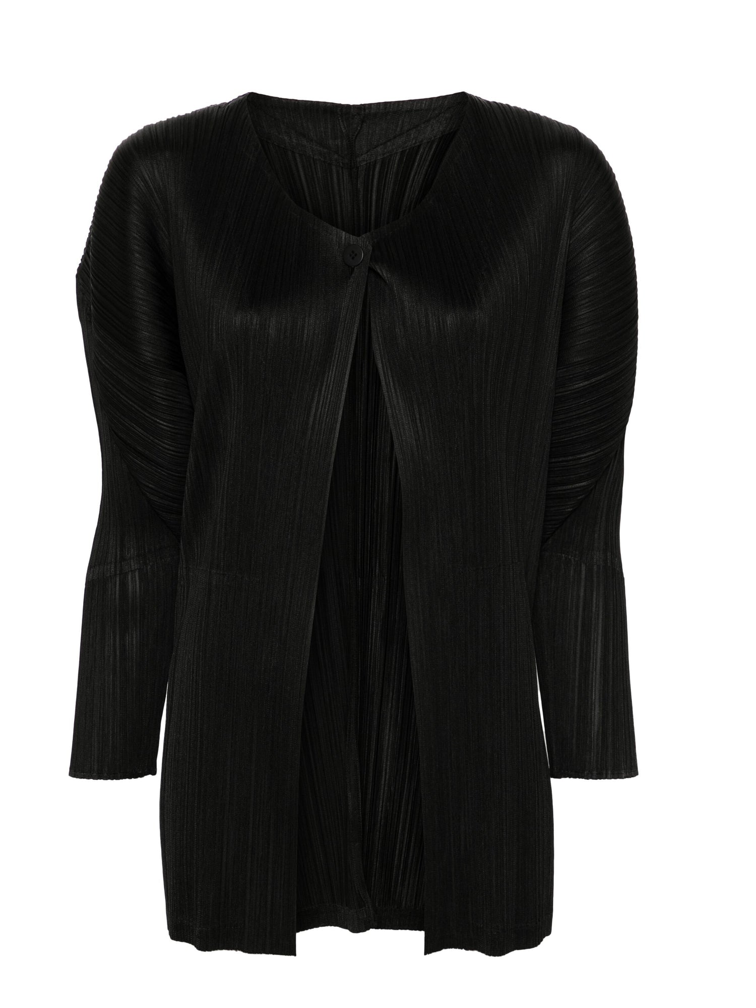 Pleated long sleeve Cardigan, Black