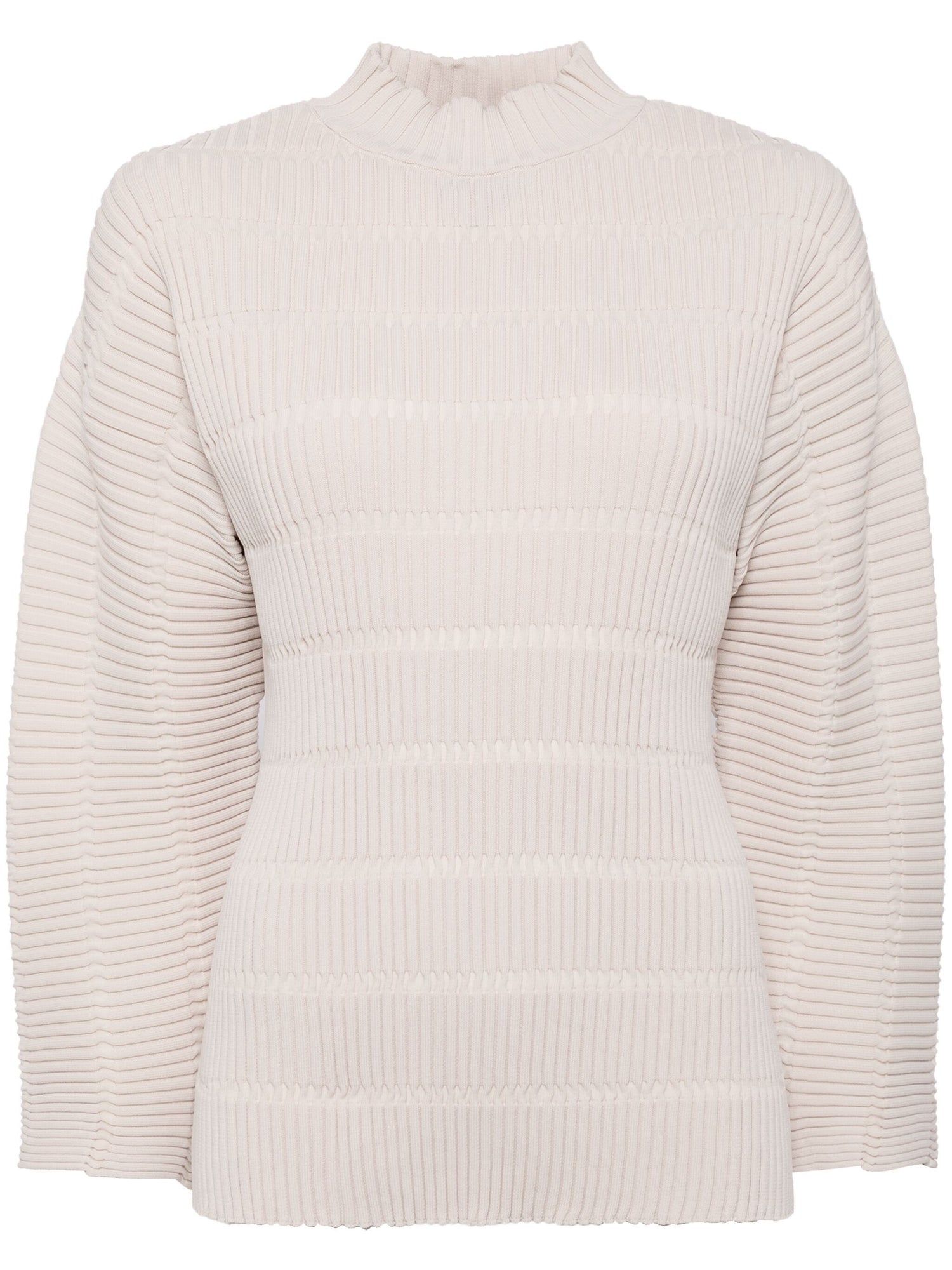 Pleated Long Sleeve Knit, Ivory