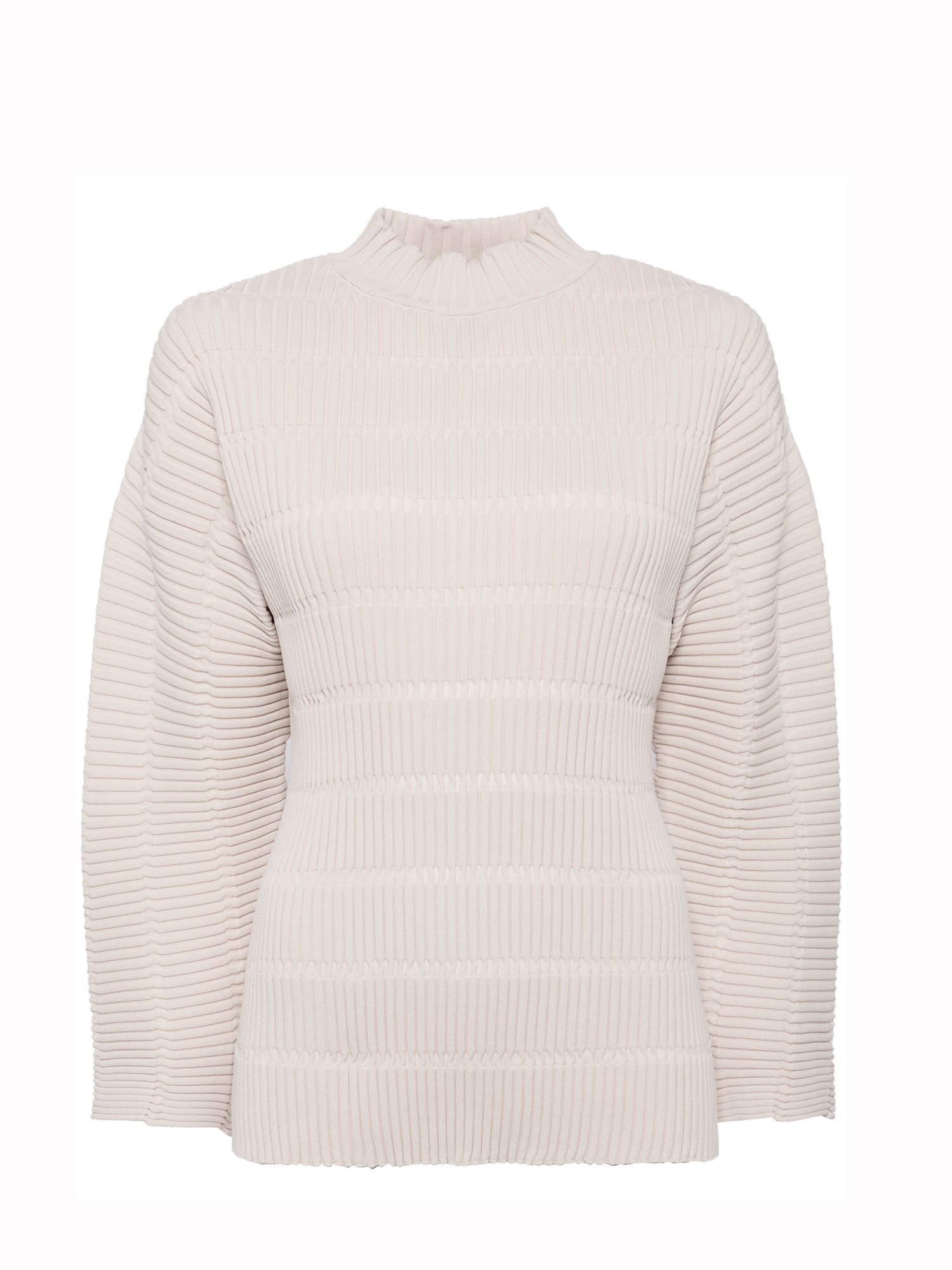 Pleated Long Sleeve Knit, Ivory