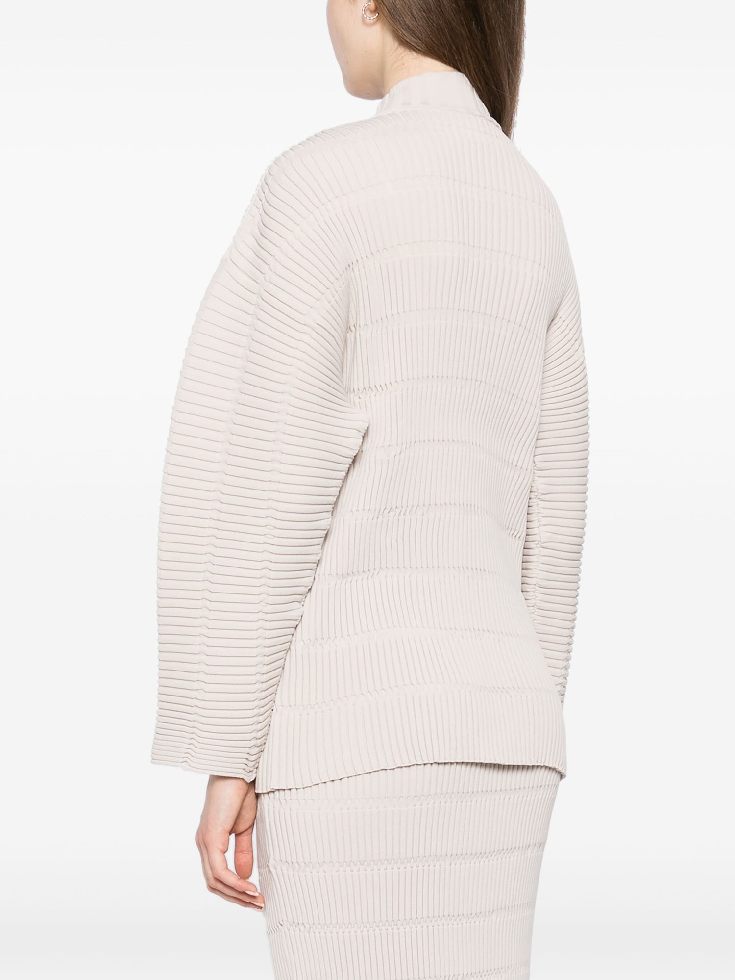 Pleated Long Sleeve Knit, Ivory