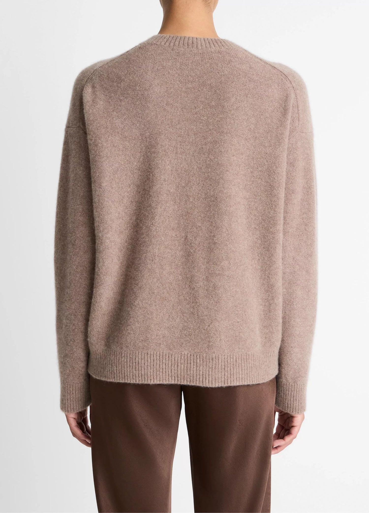 Boiled cashmere crewneck pullover, beige