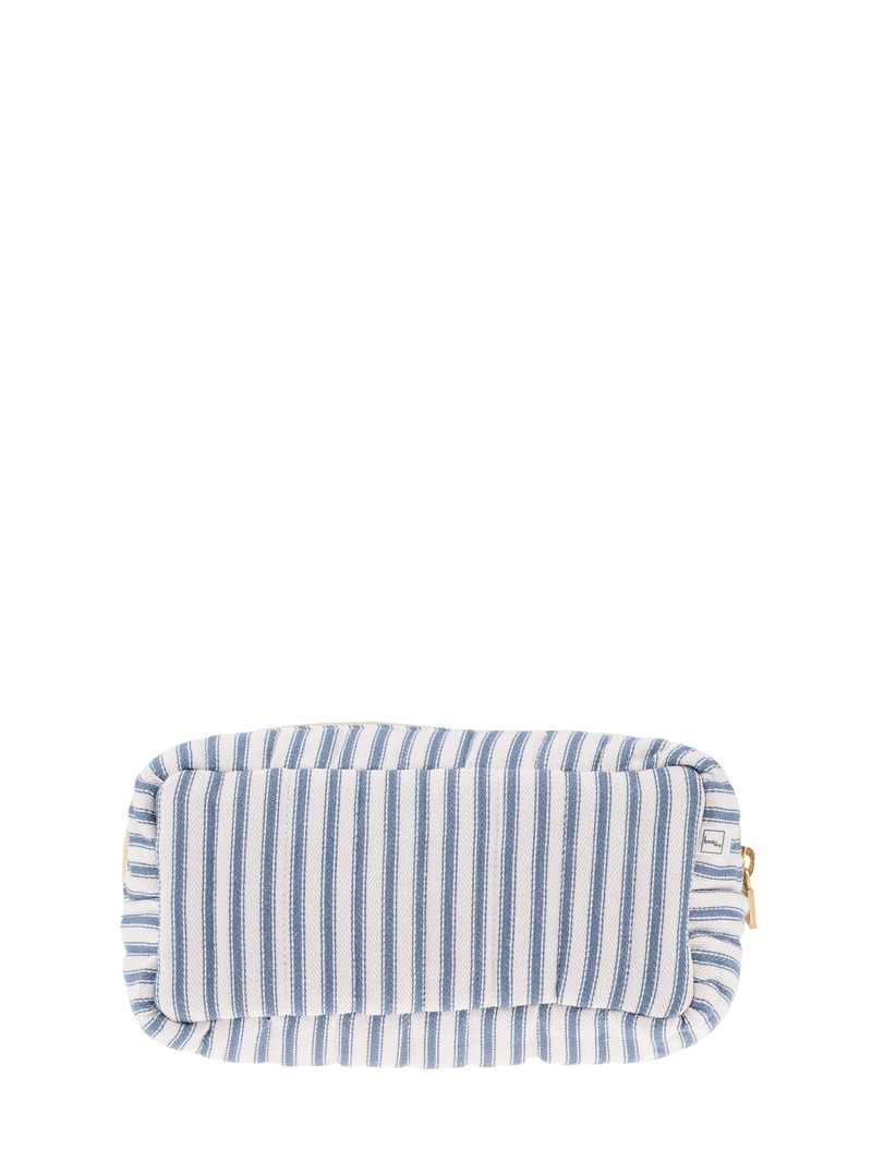 Pouch XS square, Ticking stripe blue