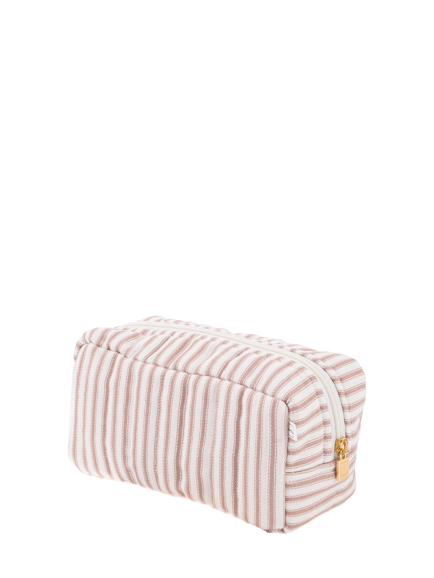 Pouch XS square, Ticking stripe dusty pink