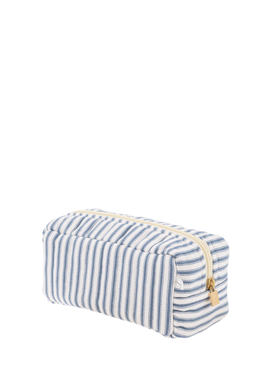 Pouch XS square, Ticking stripe blue
