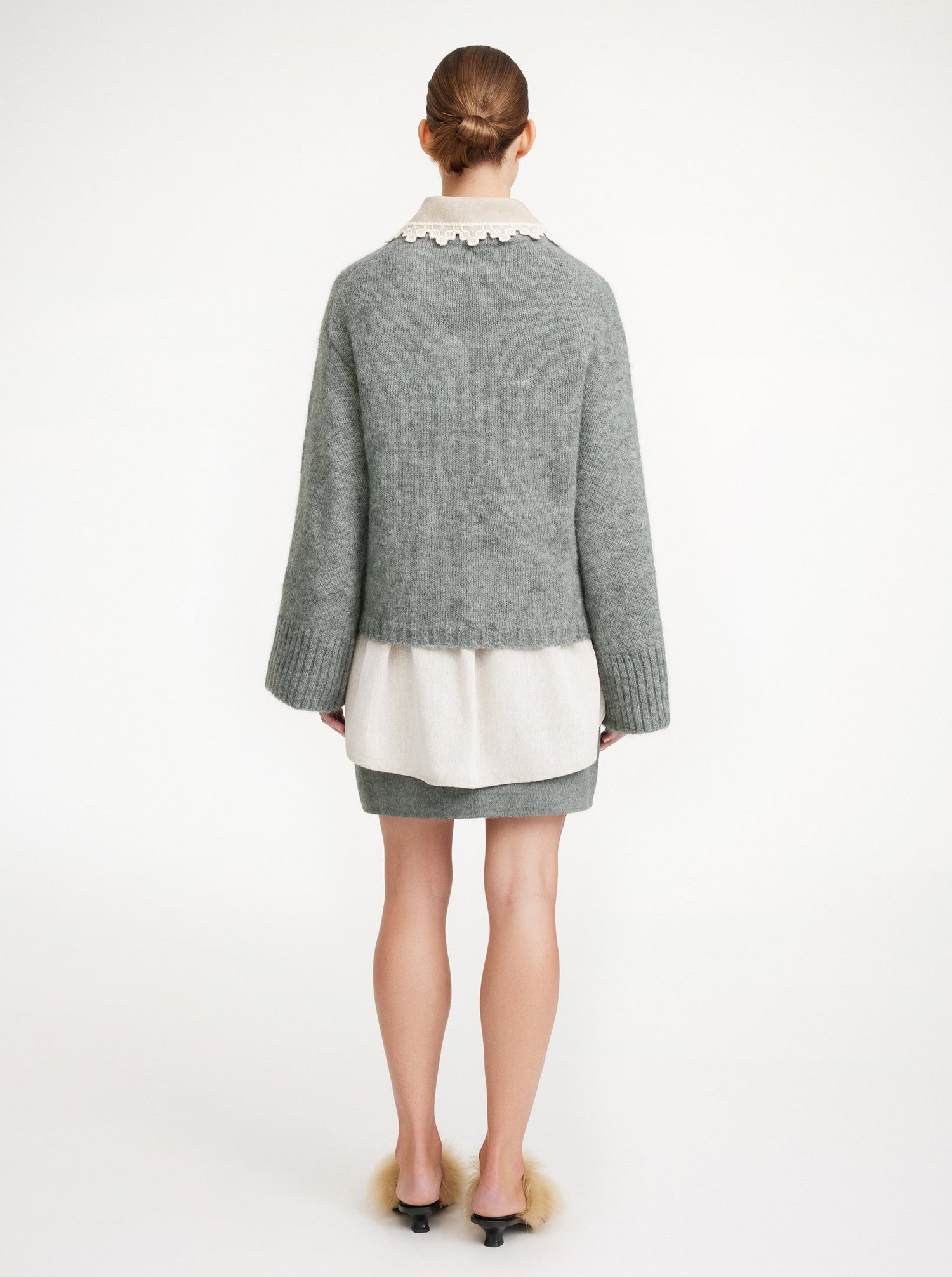 CIERRA knitted sweater, grey melange