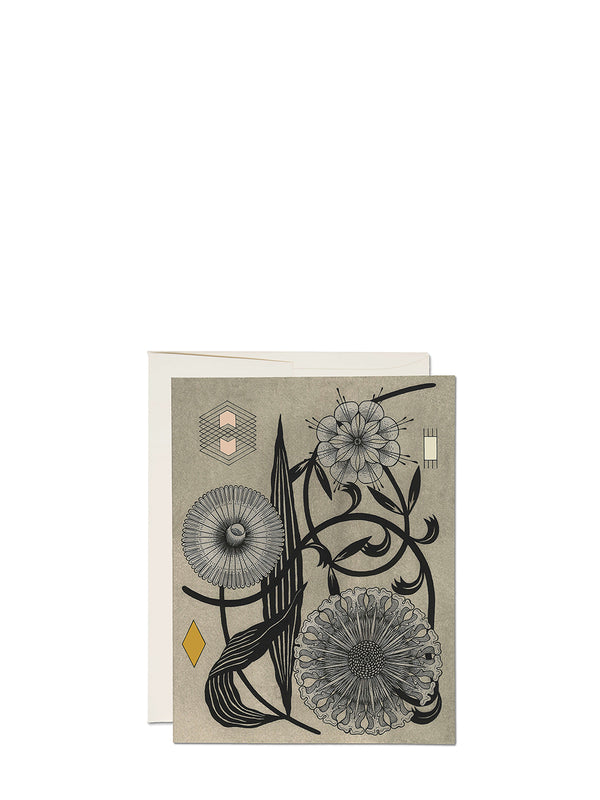 Floral geometry arty greeting card