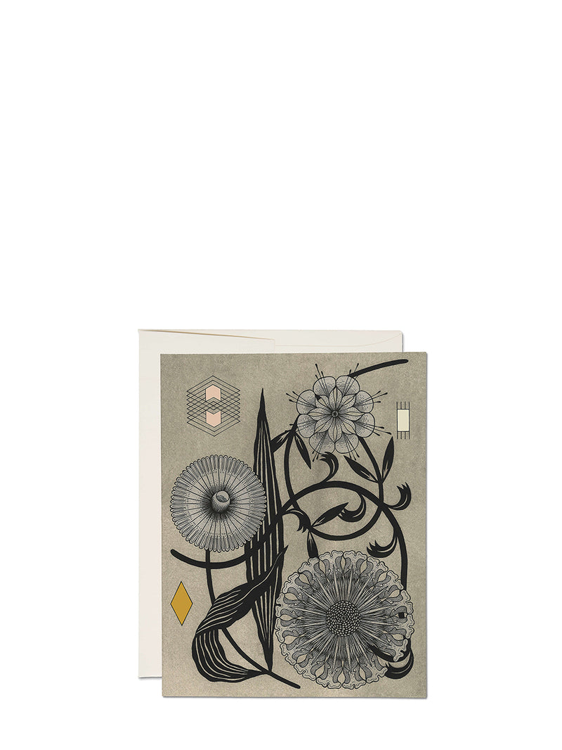 Floral geometry arty greeting card