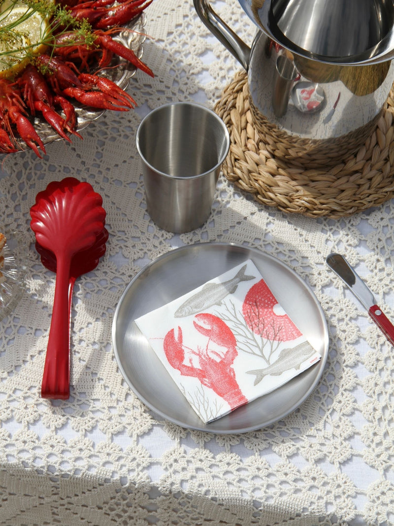Lobster cocktail napkins, red (25x25cm)