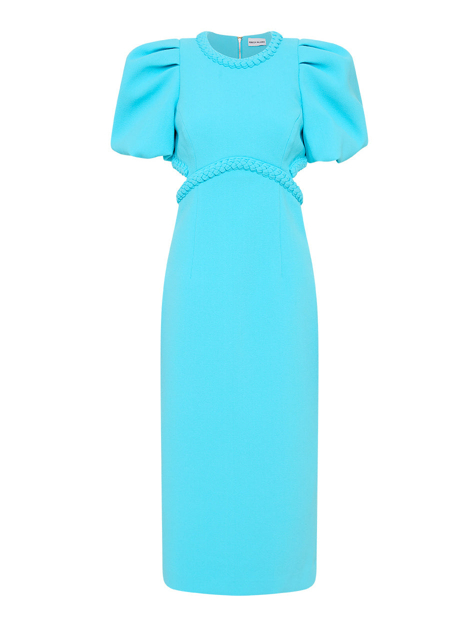 MICHELLE PUFF SLEEVE MIDI dress, BLUE