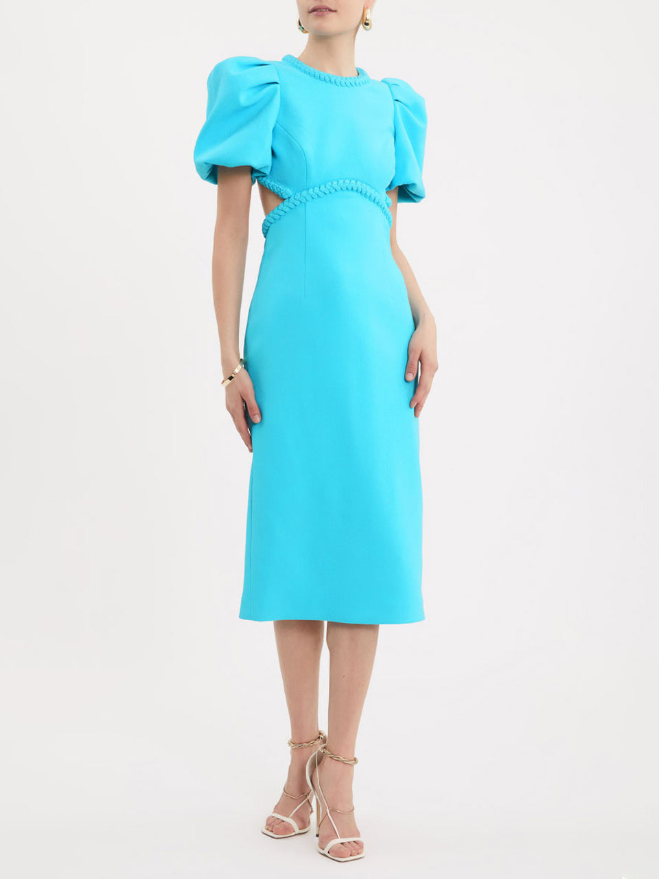 MICHELLE PUFF SLEEVE MIDI dress, BLUE