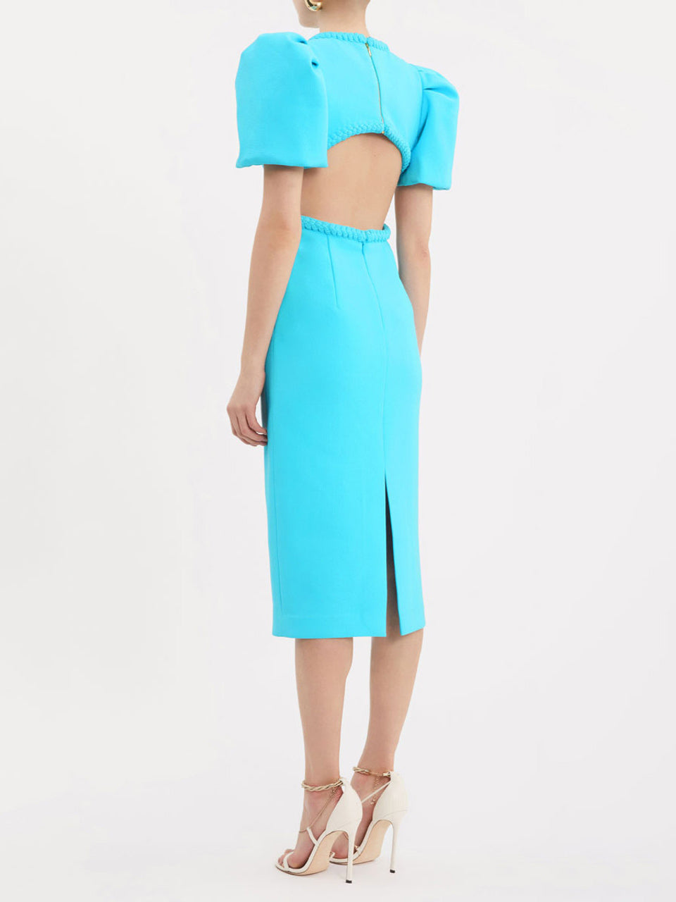 MICHELLE PUFF SLEEVE MIDI dress, BLUE