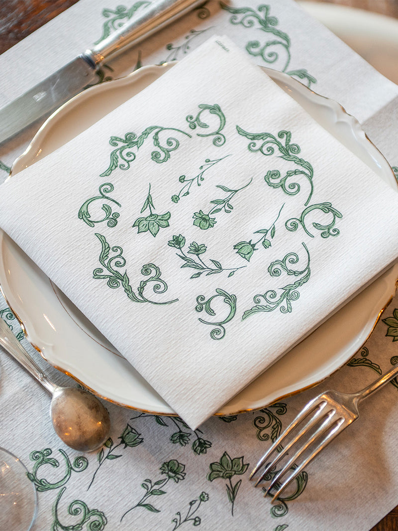 Regency dinner napkins, green (40x40cm)